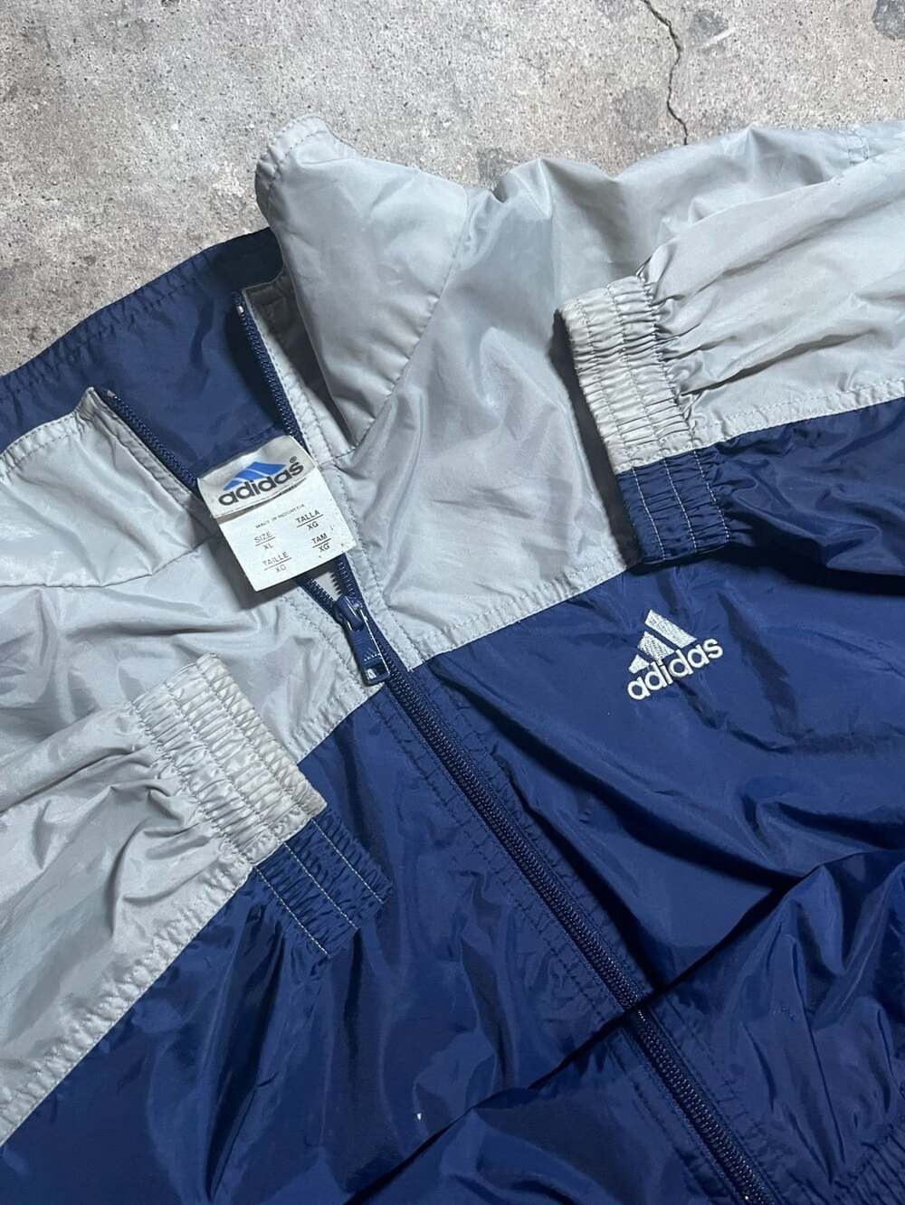 Vintage Adidas Colorblock Full Zip Windbreaker Jacket Blue Gray XL